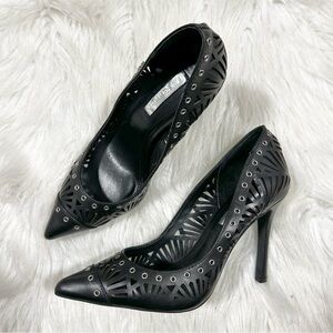 BCBGeneration Tomasa Black‎ Laser Cutout Pointed Toe Heels Size 6M